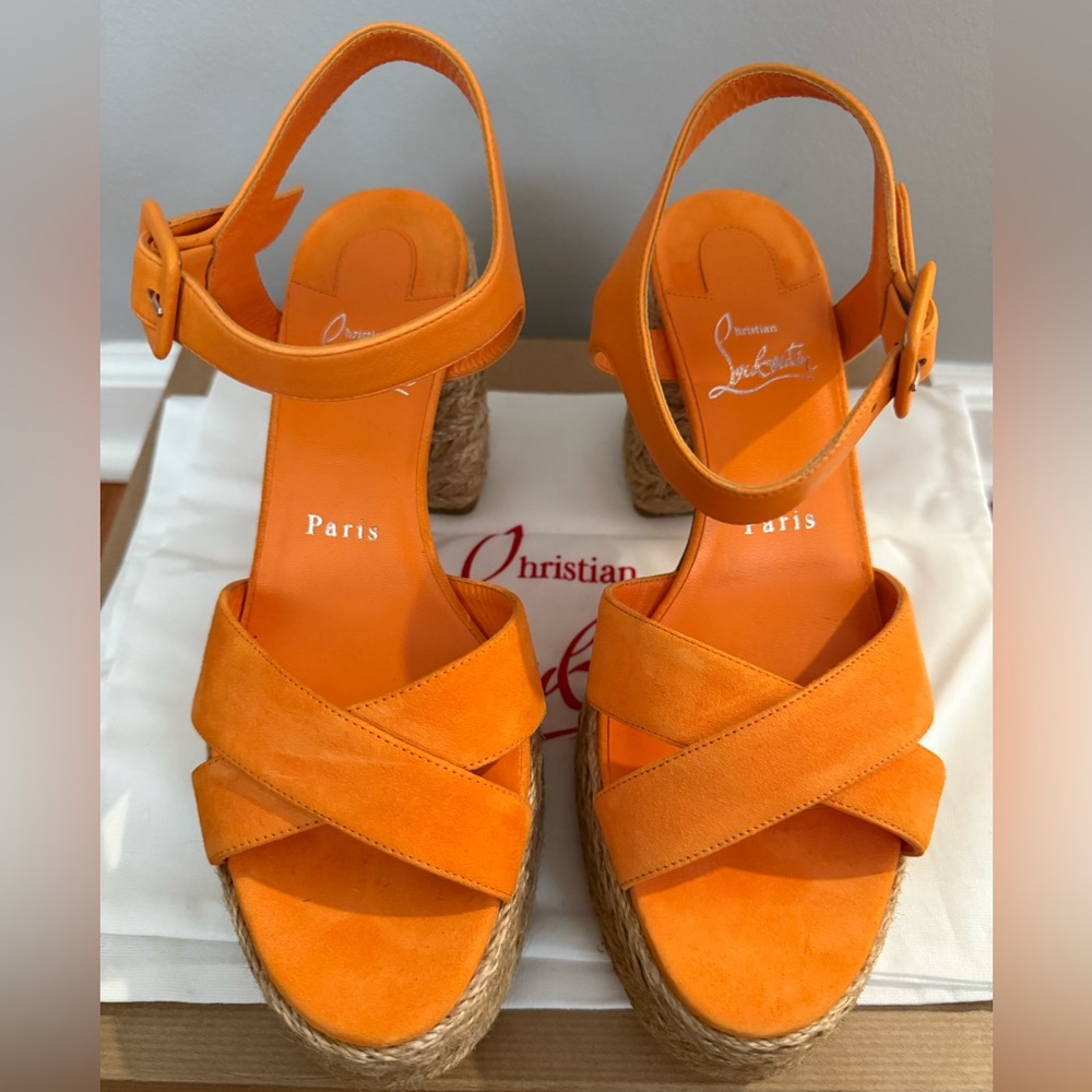 Christian Louboutin Orange Platform Sandals - Picture 2 of 8